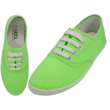 S324L-Neon-G - Wholesale Women's "Easy USA" Comfortable Casual Canvas Lace Up Shoes (*Neon Green Color)